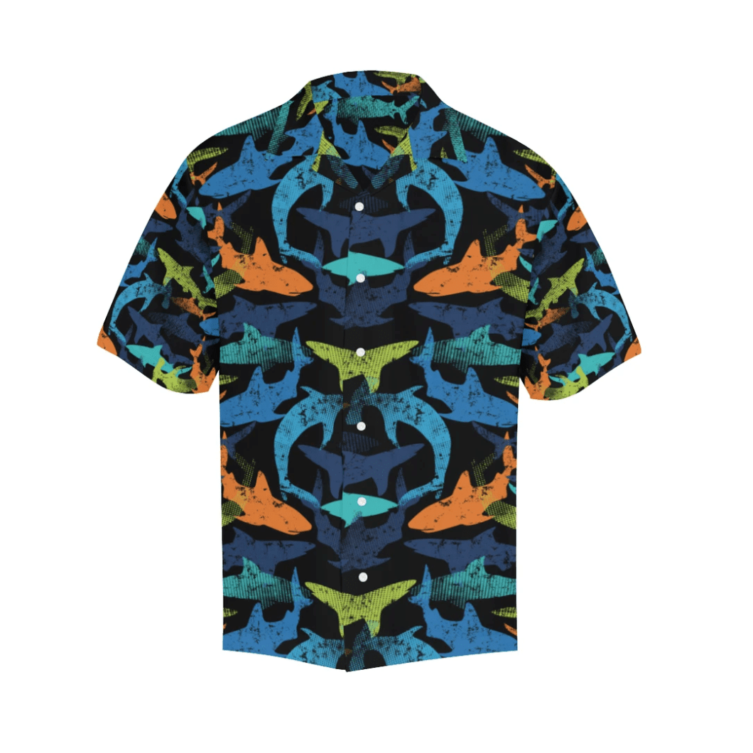 Shark Summer Vibe Tropical Hawaiian Aloha Shirts #DH