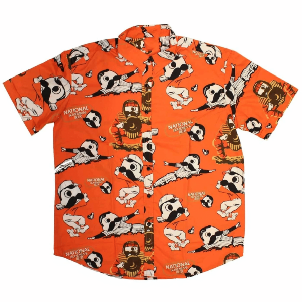 Natty Boh Baseball Players Orange Hawaiian Shirt