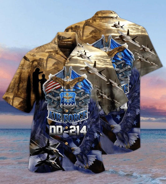 Air Force DD-214 Veteran Tropical Hawaiian Shirt 