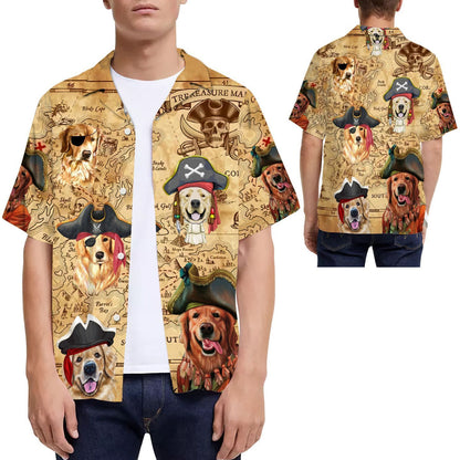 Pirate Golden Retriever Men Hawaiian Shirt, Summer Shirt, Beach Shirts For Dog Lovers