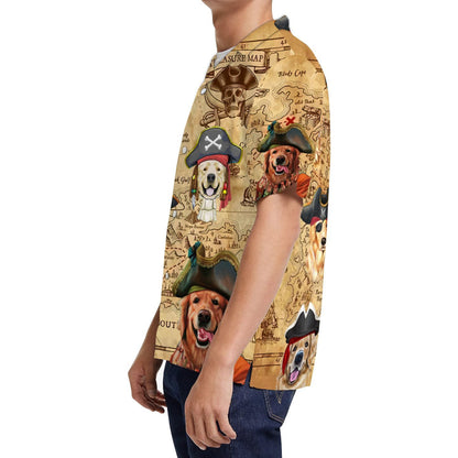 Pirate Golden Retriever Men Hawaiian Shirt, Summer Shirt, Beach Shirts For Dog Lovers