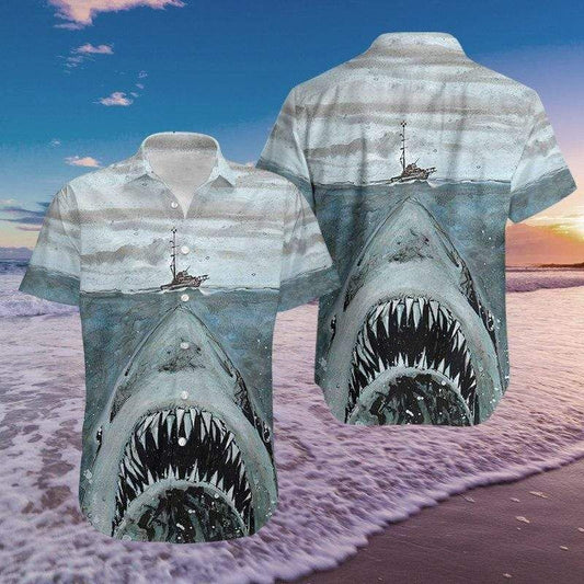 Beach Shirt Ocean Shark Jaws Hawaiian Shirts