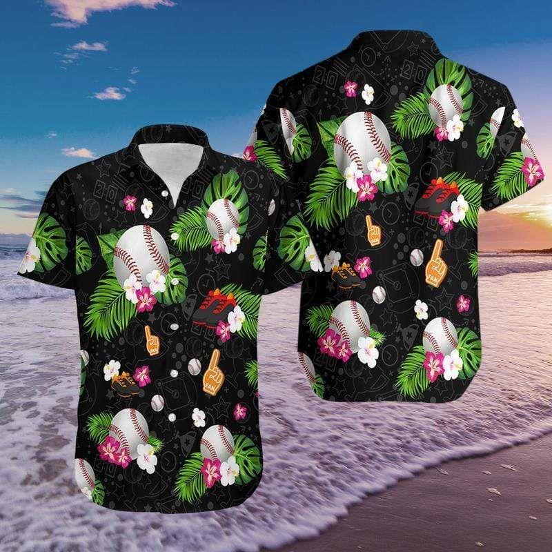 Beach Shirt Baseball Black Hawaiian Shirts