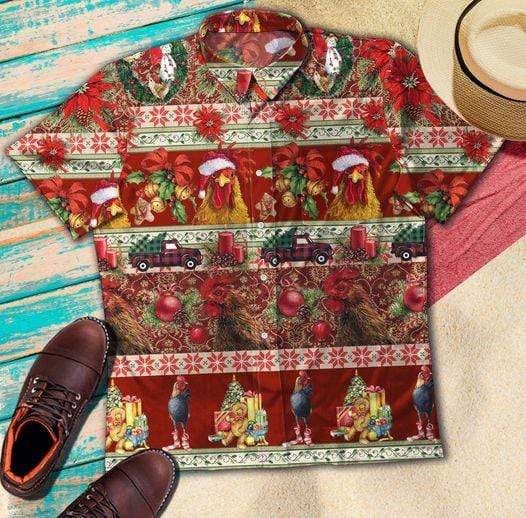 Beach Shirt Chicken Farming Merry Christmas Unisex Hawaiian Shirts