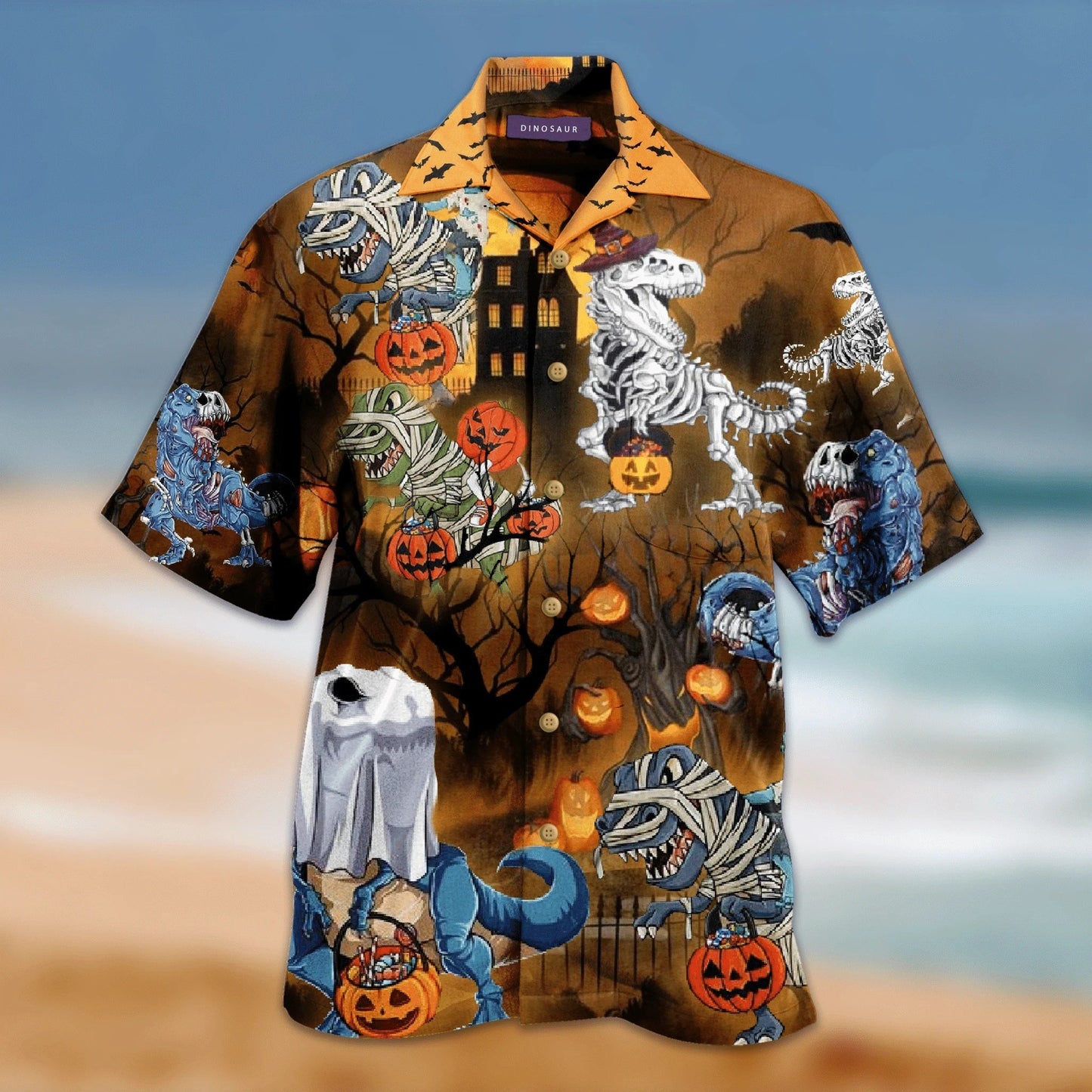 Beach Shirt Get Now Amazing Halloween Dinosaur Hawaiian Aloha Shirts