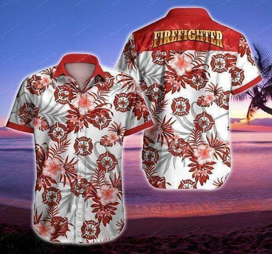 Beach Shirt Hawaiian Aloha Shirts Firefighter Tropical Hawaiian 