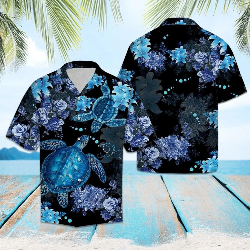 Beach Shirt Order Hawaiian Aloha Shirts Blue Turtle Flower