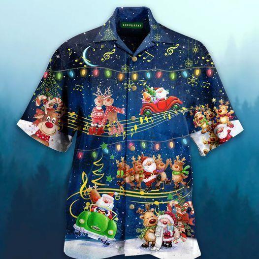 Beach Shirt Get Here Beautiful Christmas Music Santa Claus Unisex Hawaiian Aloha Shirts