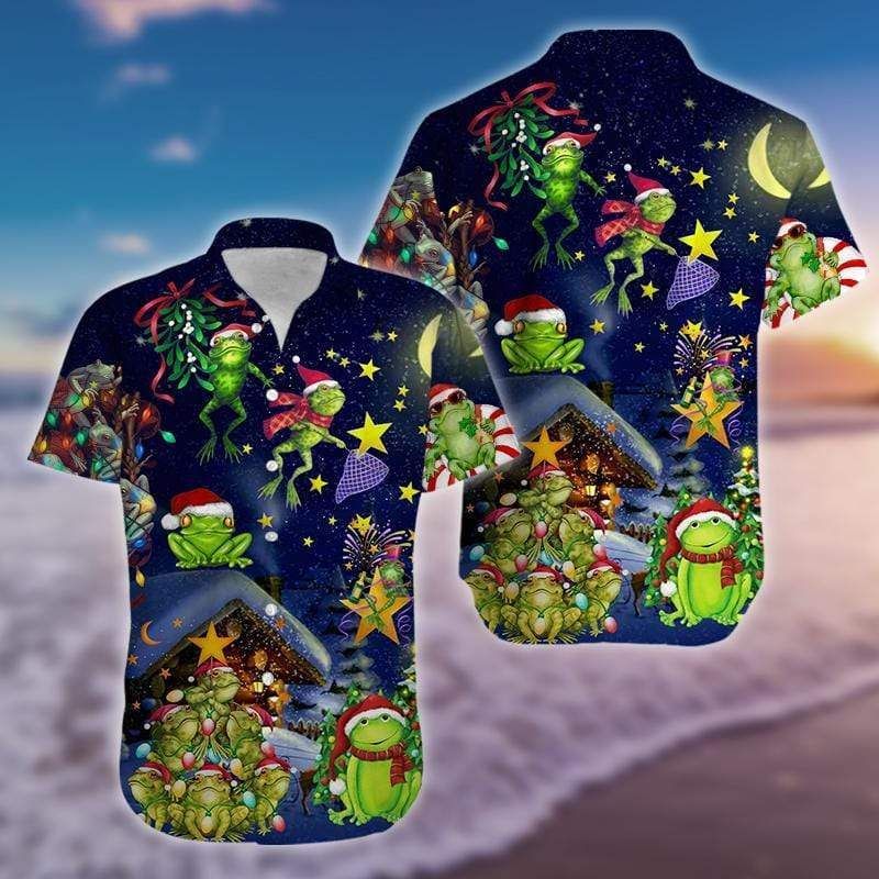 Beach Shirt Discover Cool Hawaiian Aloha Shirts Christmas Frog Dancing 712H