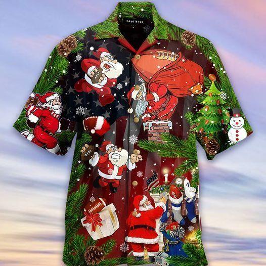 Beach Shirt Order Santa Love American Football Green Red Hawaiian Aloha Shirts