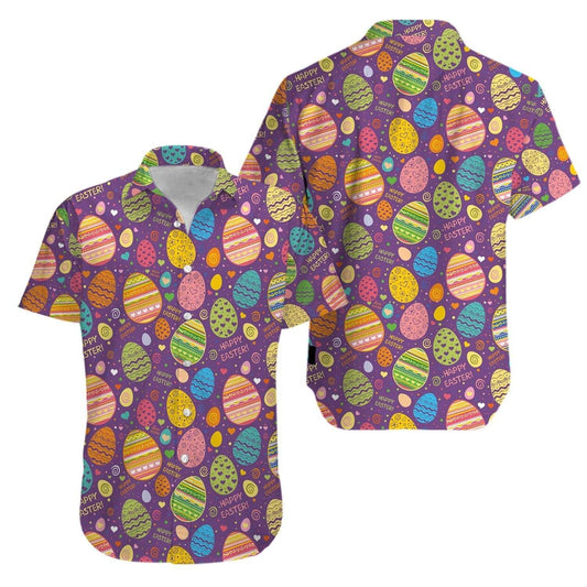 Beach Shirt Discover Cool Colorful Easter Egg Vintage Purple Hawaiian Aloha Shirts 