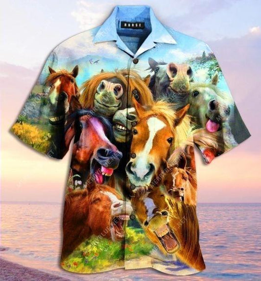 Beach Shirt Check Out This Awesome Hawaiian Aloha Shirts Laughing Horses Funny