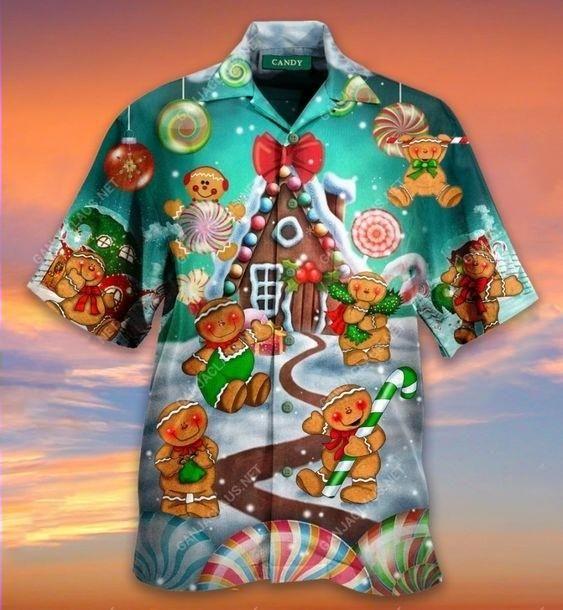 Beach Shirt Hawaiian Aloha Shirts Gingerbread And Cane Christmas