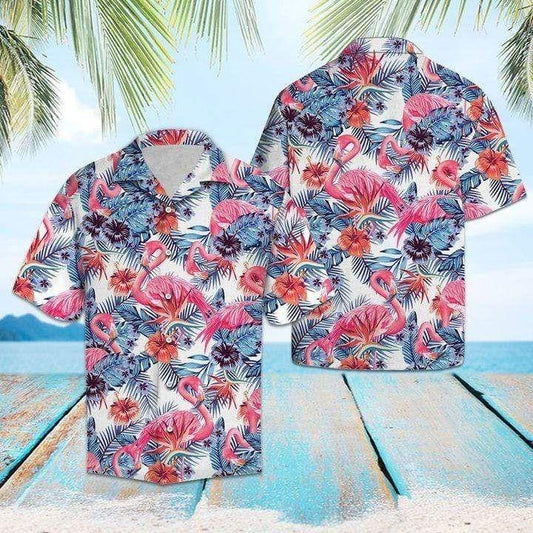 Beach Shirt Get Here Flamingo Tropical Summer Hawaiian Aloha Shirts H