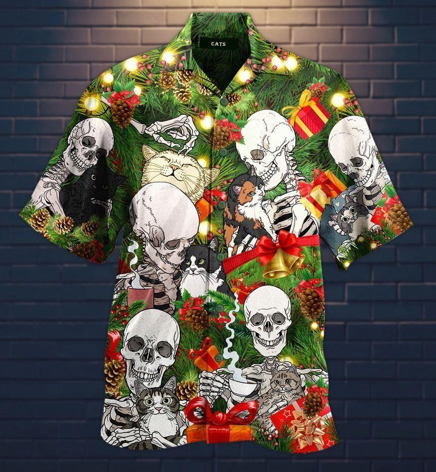 Beach Shirt Get Here Christmas Skull Love Cat Green Hawaiian Aloha Shirts