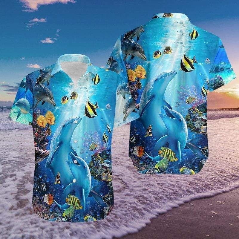 Beach Shirt Check Out This Awesome Amazing Dolphin In Ocean Unisex Hawaiian Aloha Shirts