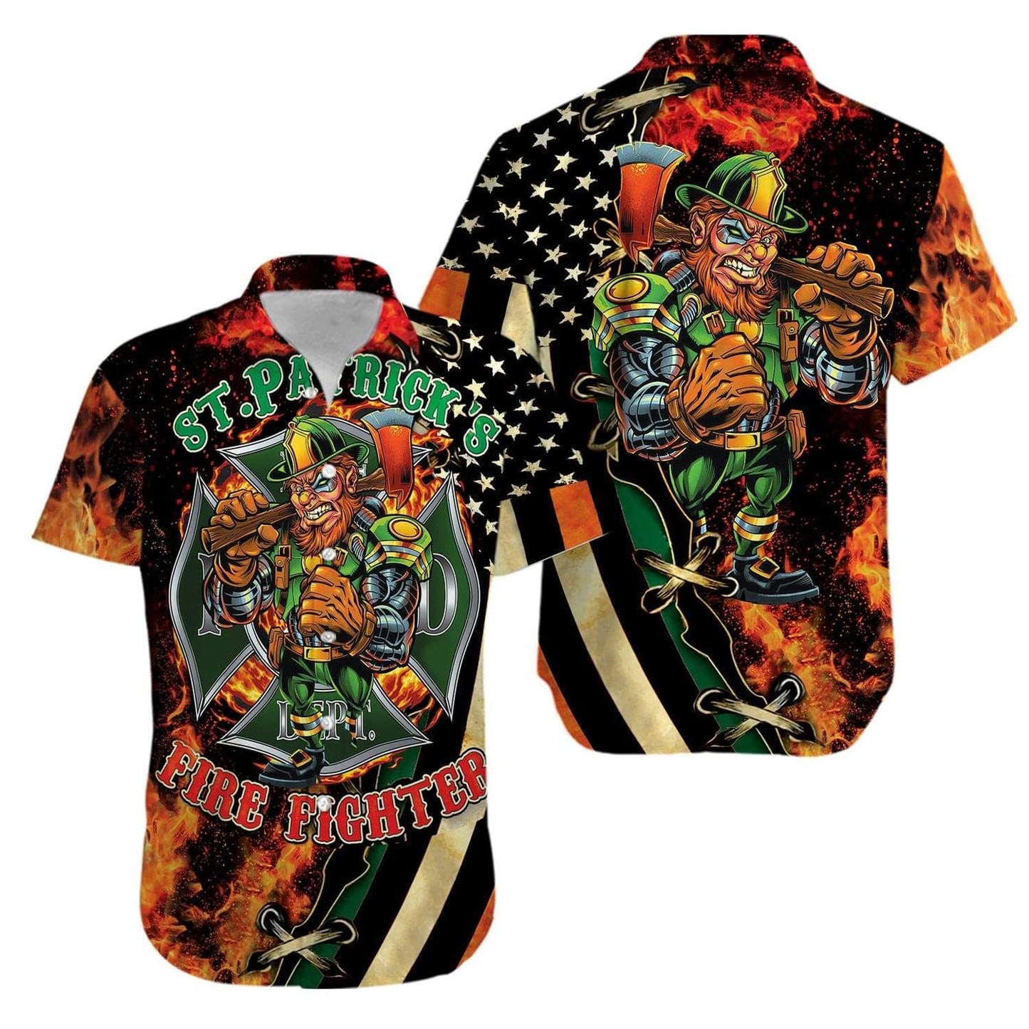 Beach Shirt Hawaiian Aloha Shirts St PatrickS Day Firefighter 