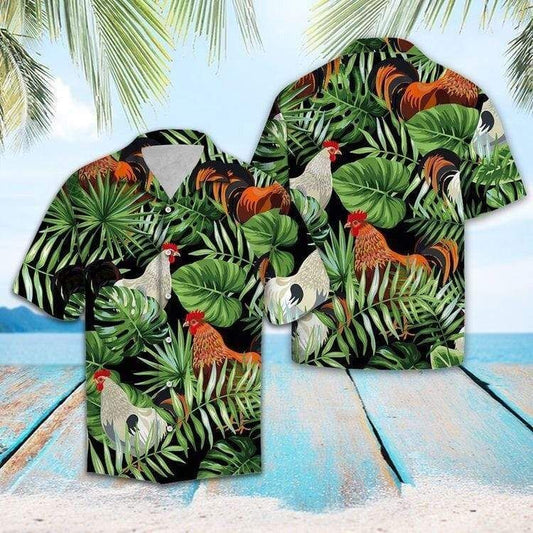 Beach Shirt Tropical Chicken Hawaiian Aloha Shirts 118V