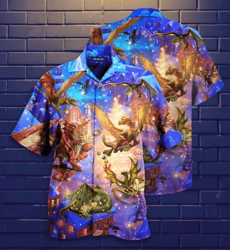 Beach Shirt Get Now Hawaiian Aloha Shirts Christmas Dragon Believe In Magic