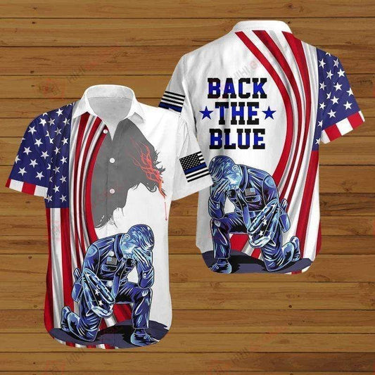 Beach Shirt Cover Your Body With Amazing Us Police Back The Blue Hawaiian Aloha Shirts