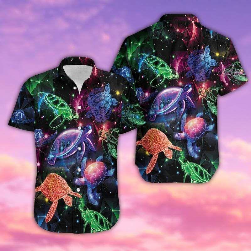 Beach Shirt Get Now Hawaiian Aloha Shirts Glowing Turtle 803