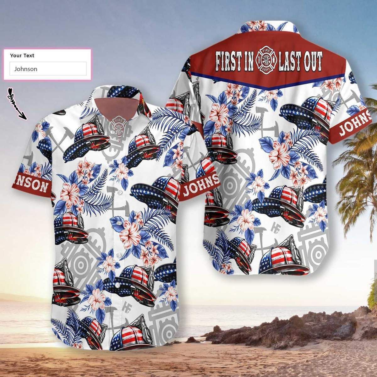 Beach Shirt Find Firefighter Flag Custom Name Hawaiian Aloha Shirts 