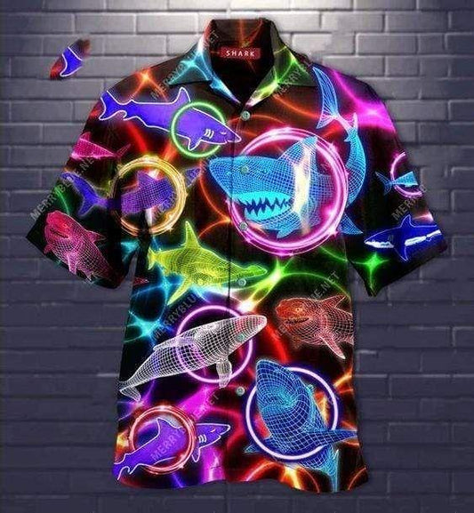 Beach Shirt Shop Hawaiian Aloha Shirts Glowing Shark