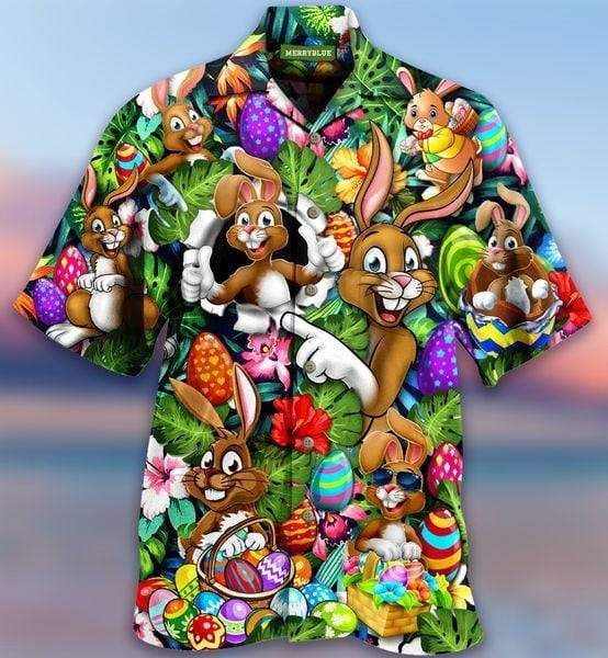 Beach Shirt Funny Easter Bunny So Cute Unisex Hawaiian Aloha Shirts