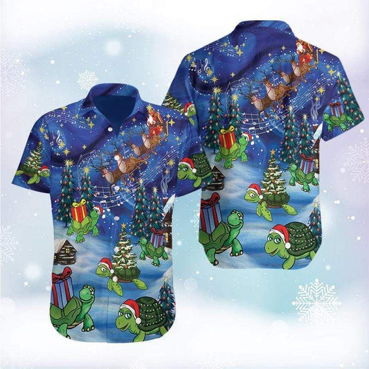 Beach Shirt Hawaiian Aloha Shirts Awesome Turtle On Christmas 