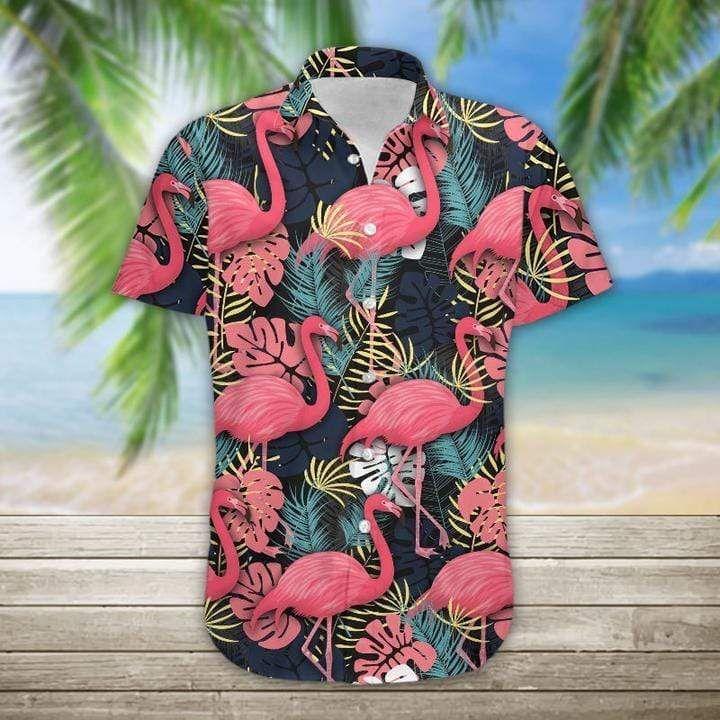 Beach Shirt Pink Flamingo Hawaiian Aloha Shirts 2711L