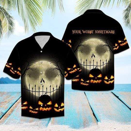 Beach Shirt Order You Worst Nightmare Halloween Moon Hawaiian Aloha Shirts