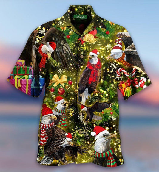 Beach Shirt Order Christmas Eagle Bling Bling Light Green Hawaiian Aloha Shirts