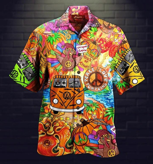 Beach Shirt Check Out This Awesome Hippie Life Amazing Cat Halloween Hawaiian Aloha Shirts 