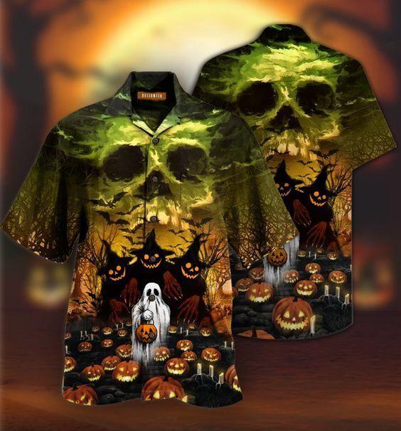 Beach Shirt Hawaiian Aloha Shirts Halloween Ghost Just Want To Hae Fun