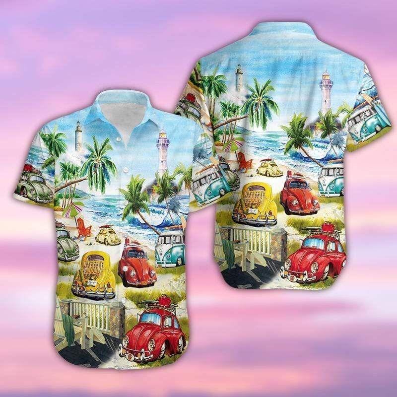 Beach Shirt Camping Car Beach Sunny Unisex Hawaiian Aloha Shirts