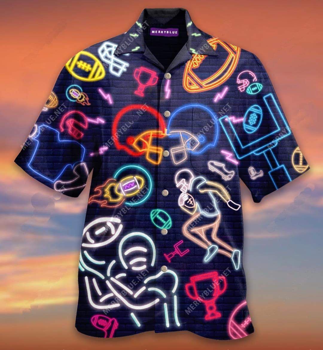 Beach Shirt High Quality American Football Neon Light Hawaiian Aloha Shirts