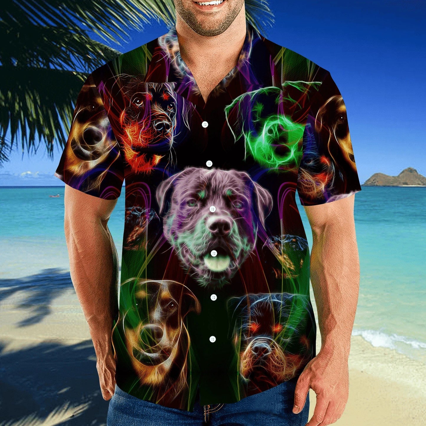 Beach Shirt Cover Your Body With Amazing Hawaiian Aloha Shirts Rottweiler Colorful Tropical