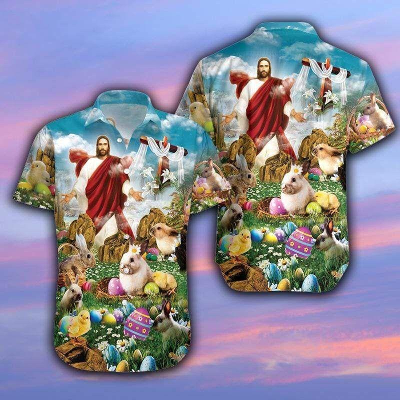 Beach Shirt Hawaiian Aloha Shirts Happy Easter Jesus Is Risen 80321L