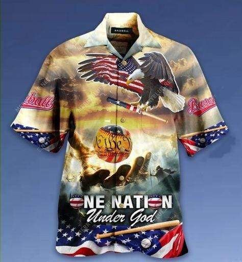 Beach Shirt Hawaiian Aloha Shirts Baseball One Nation Under God