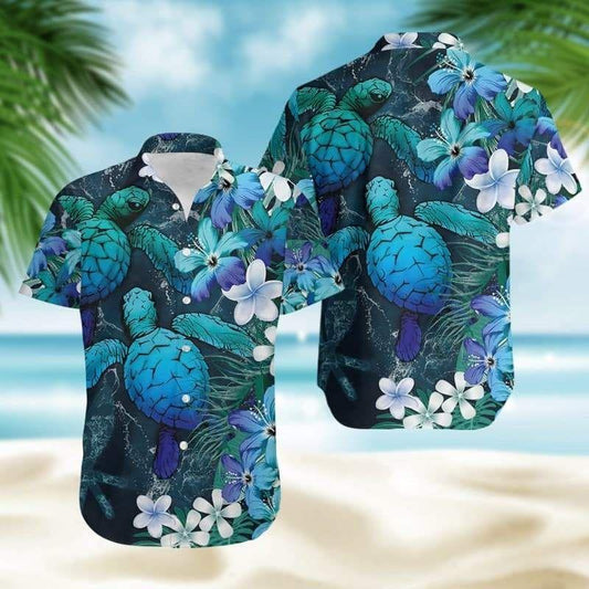 Beach Shirt Get Here Blue Ocean Turtle Hawaiian Aloha Shirts