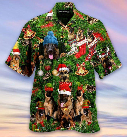 Beach Shirt Buy Loely Christmas German Shepherd Green Hawaiian Aloha Shirts