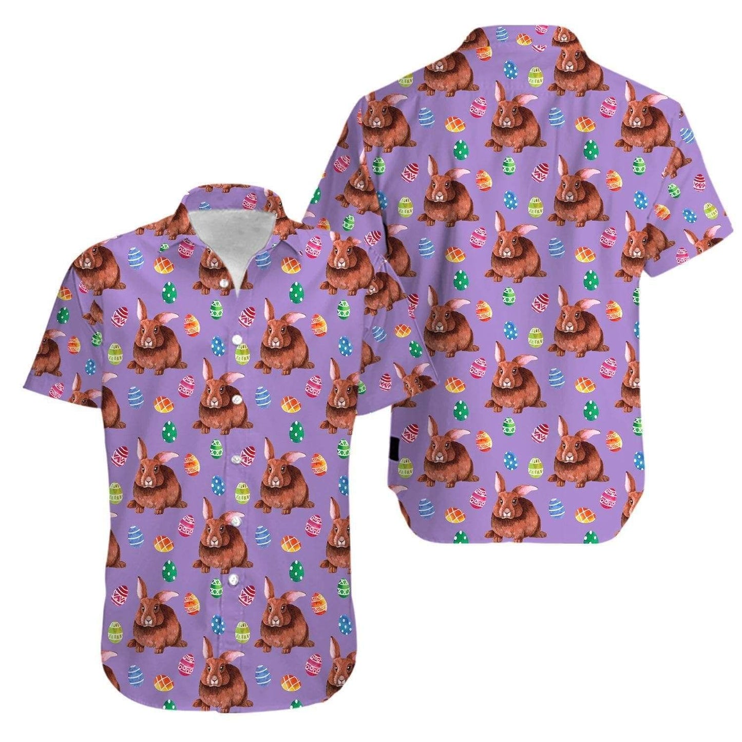 Beach Shirt Hawaiian Aloha Shirts Easter Day Bunny Pattern 1503K