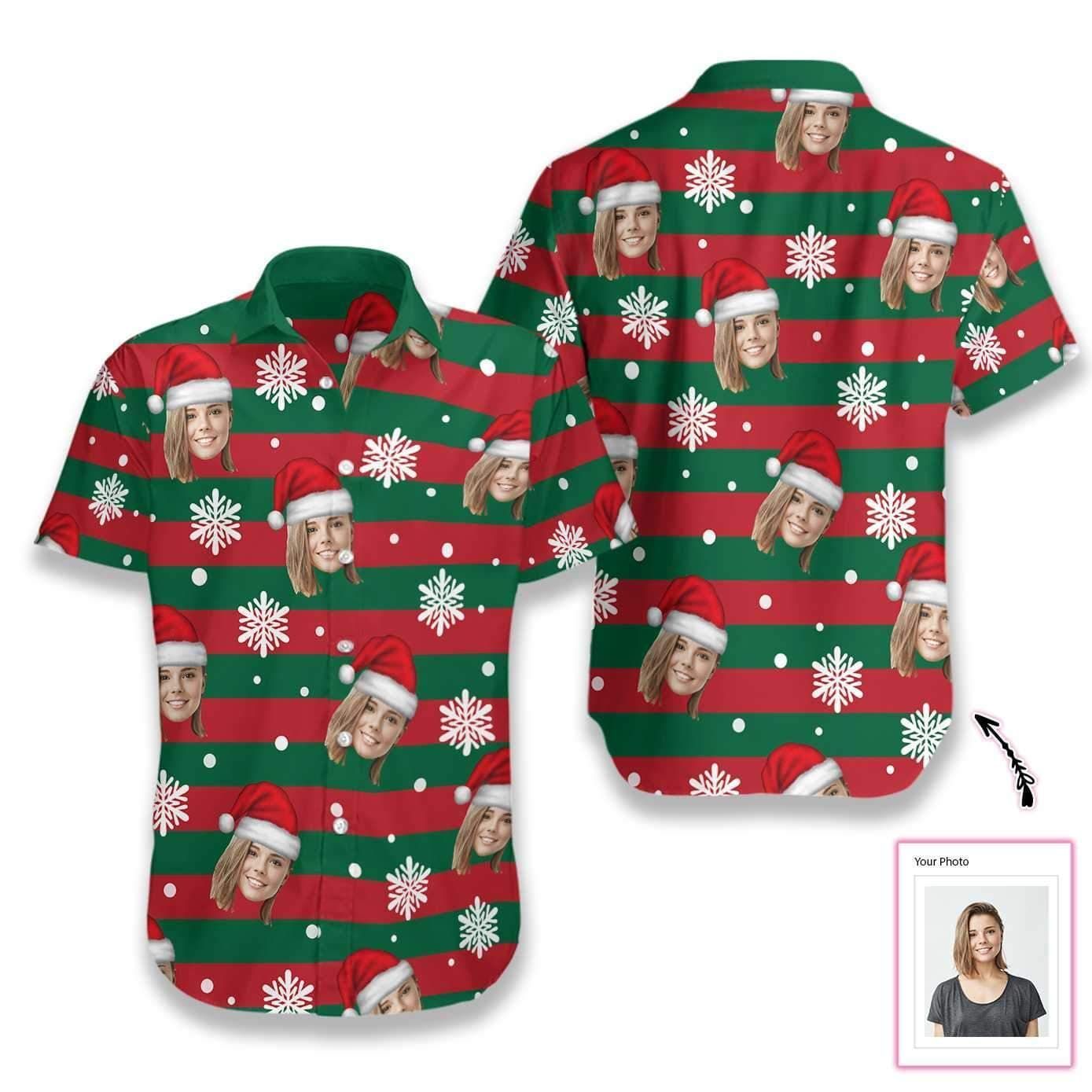 Beach Shirt Buy Personalized Santa Red And Green Christmas Hawaiian Aloha Shirts Custom Face