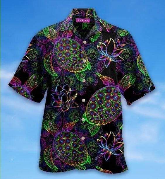 Beach Shirt Hawaiian Aloha Shirts Mandala Turtle