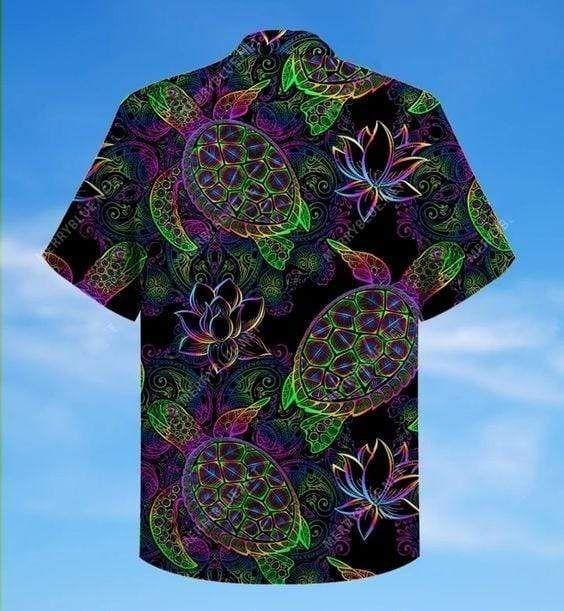 Beach Shirt Hawaiian Aloha Shirts Mandala Turtle