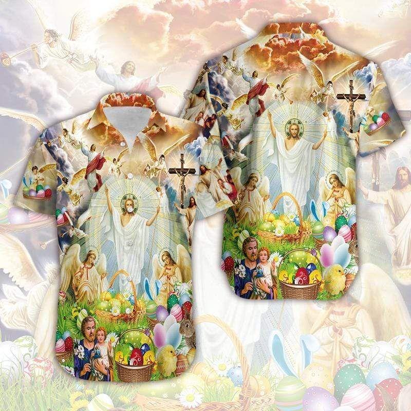 Beach Shirt Hawaiian Aloha Shirts Jesus Happy Easter 803Dh