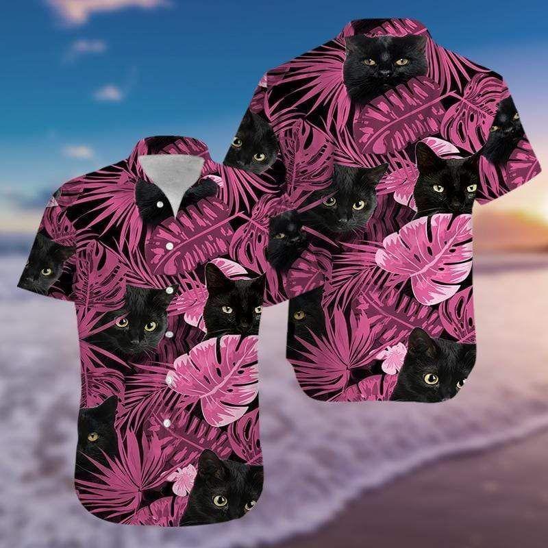 Beach Shirt Buy Hawaiian Aloha Shirts Pink Black Cat