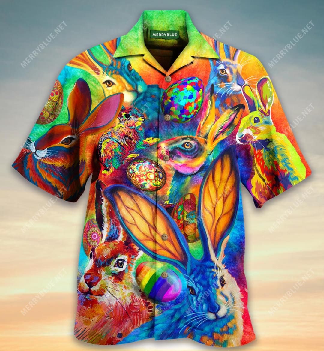 Beach Shirt Shop From 1000 Unique Amazing Colorful Art Easter Bunny Unisex Hawaiian Aloha Shirts