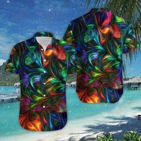 Beach Shirt Get Now Butterfly Rainbow Hawaiian Aloha Shirts H