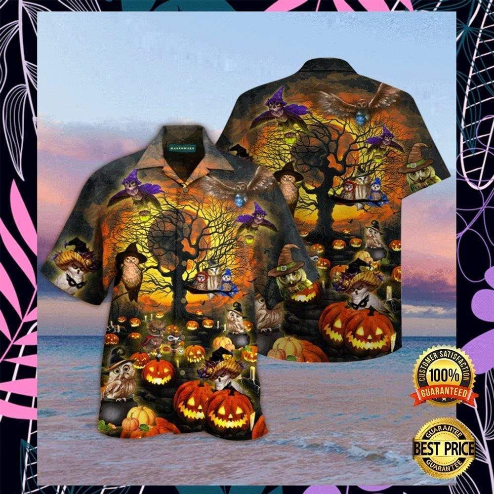 Beach Shirt Get Now Owl Halloween Pumpkin Hawaiian Aloha Shirts